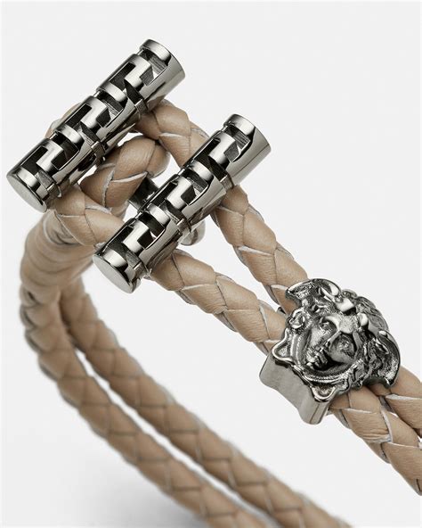 versace beacelet|versace braided leather charm bracelet.